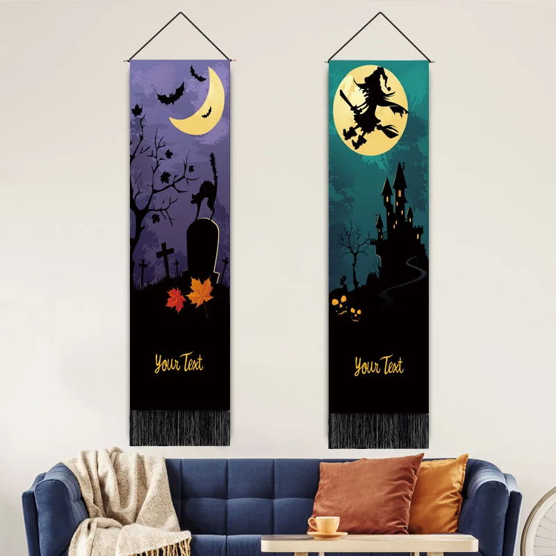 

Moon Halloween Party Spooky Wall Hanging Picture Festival Atmosphere Decoration Hanging Picture Halloween Hanging ClothTapestry