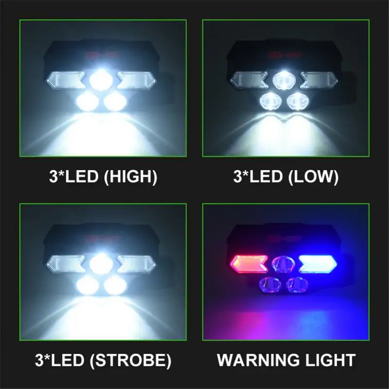 

Налобный фонарь для ночной рыбалки, красный и синий цвет, фонарик для крепления на голову со встроенным аккумулятором, 4 режима, регулируемы...