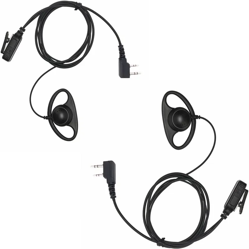 PTT Mic Earpiece D-Shaped Clip-Ear Headset Surveillance Kit for Retevis BaoFeng BTECH Kenwood Arcshell AR-5 Walkie Talkie(2 PCS)