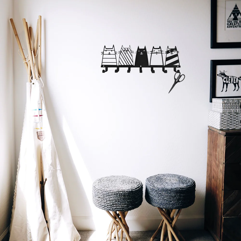 Декоративный Кошачий Крючок Железный Держатель Для Ключей Настенная