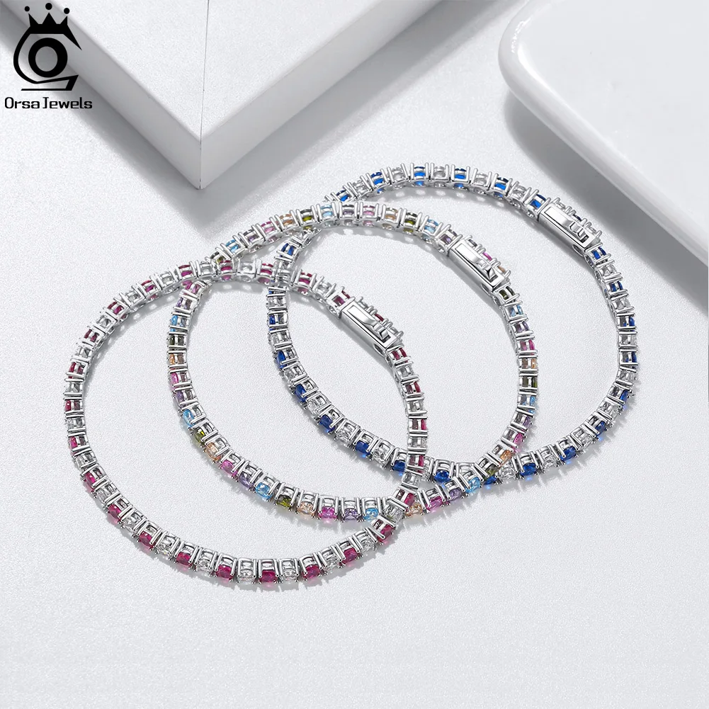 ORSA JEWELS Аутентичные 925 серебряные мужские и женские теннисные браслеты Роскошные
