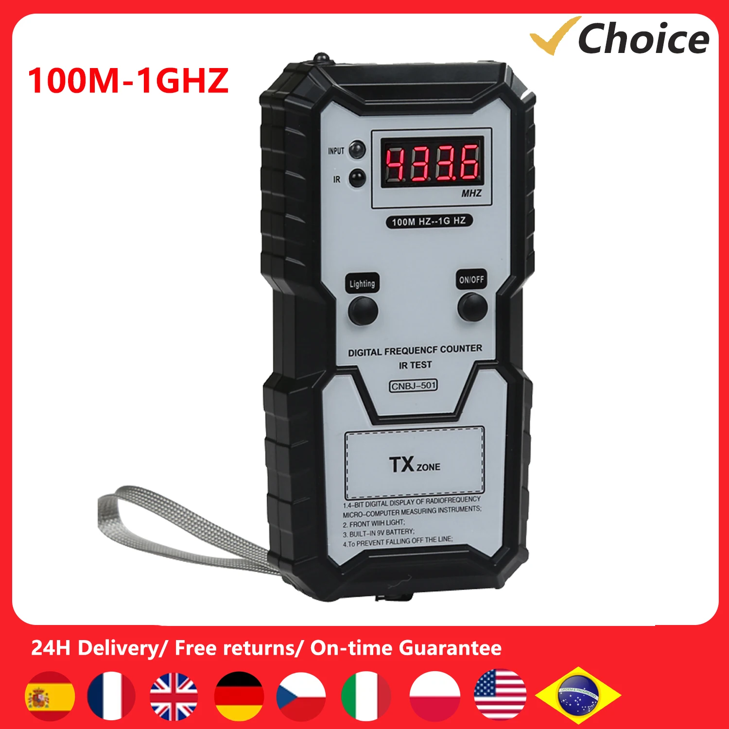 Автомобильный идентификатор частоты 100 м-1 ГГц 4-разрядный цифровой электронный