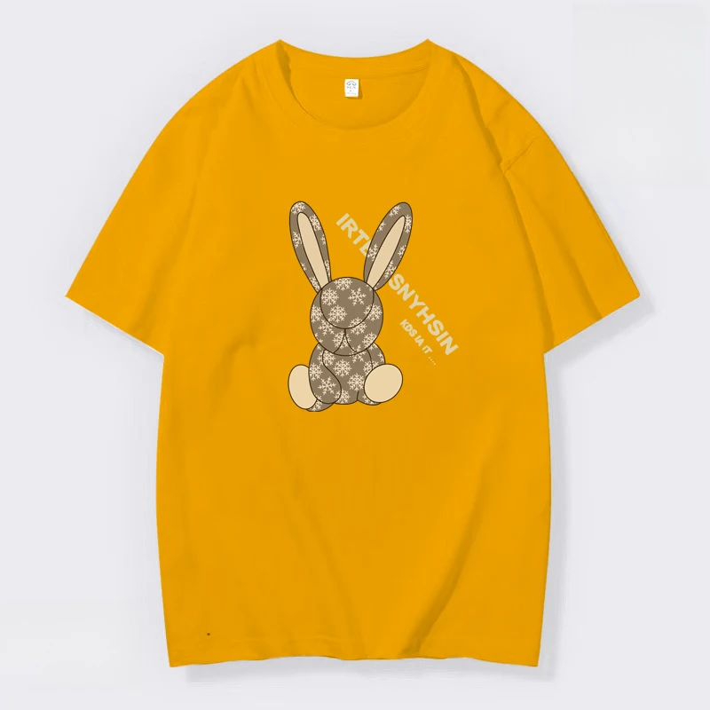 

Men's Tshirt Luxury Rabbit Print Cotton Shirt Summer Casual Male Top Y2k Loose Fit T-shirt High Quality Short Sleeve Tees