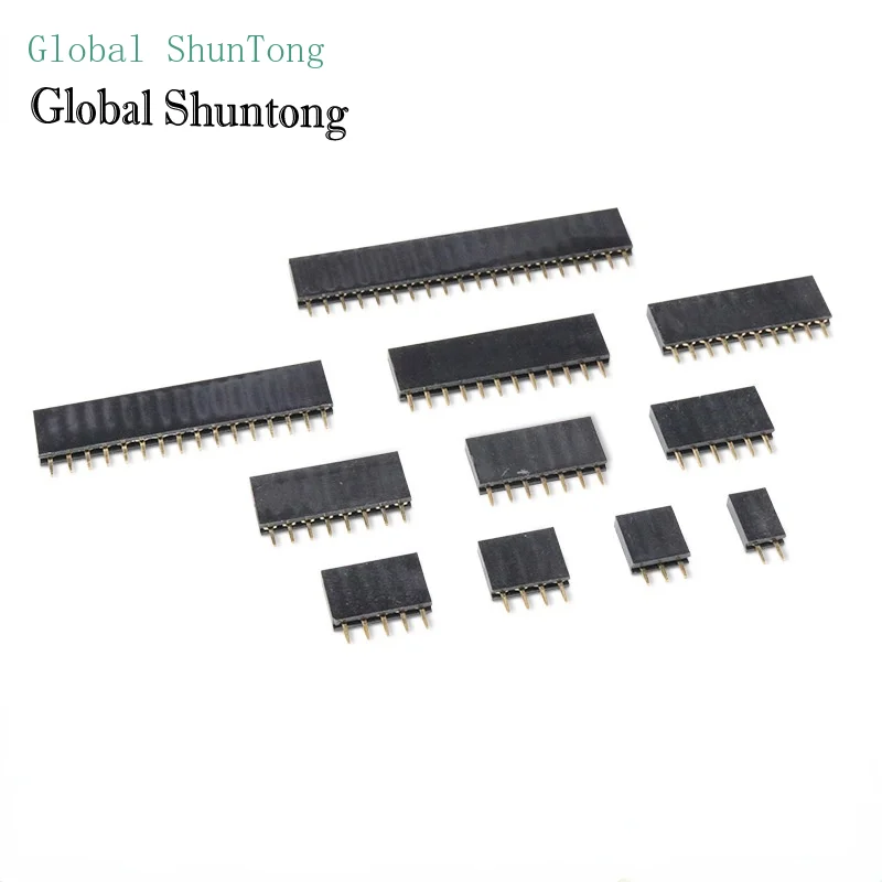 

10PCS Single Row Pin Female Header Socket Pitch 2.54mm 1*2P 3P 4P 6P 8P 12P 15P 20P 40P Pin Connector For Arduino