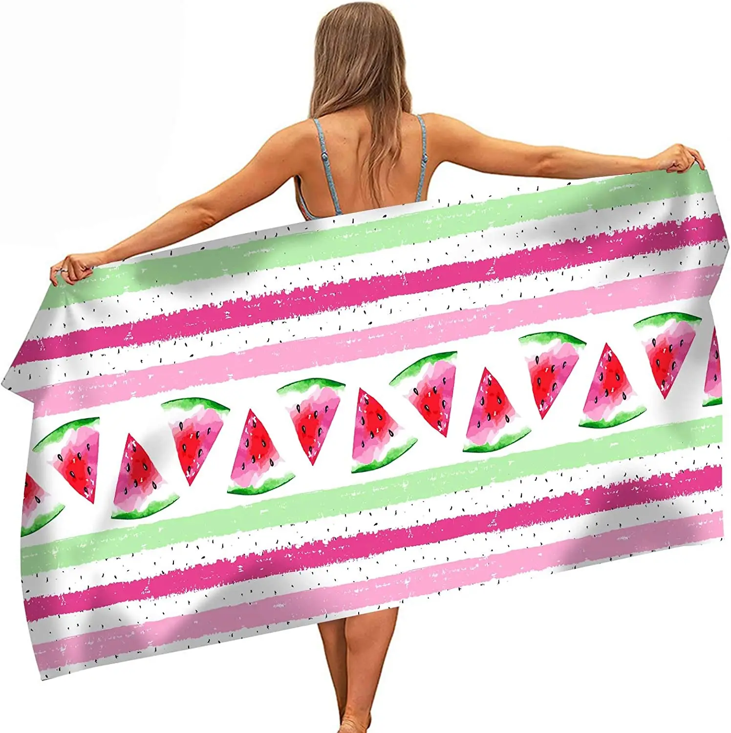 

Пляжное полотенце из микрофибры с акварельным арбузом, легкие компактные пляжные полотенца, большие пляжные полотенца из микрофибры