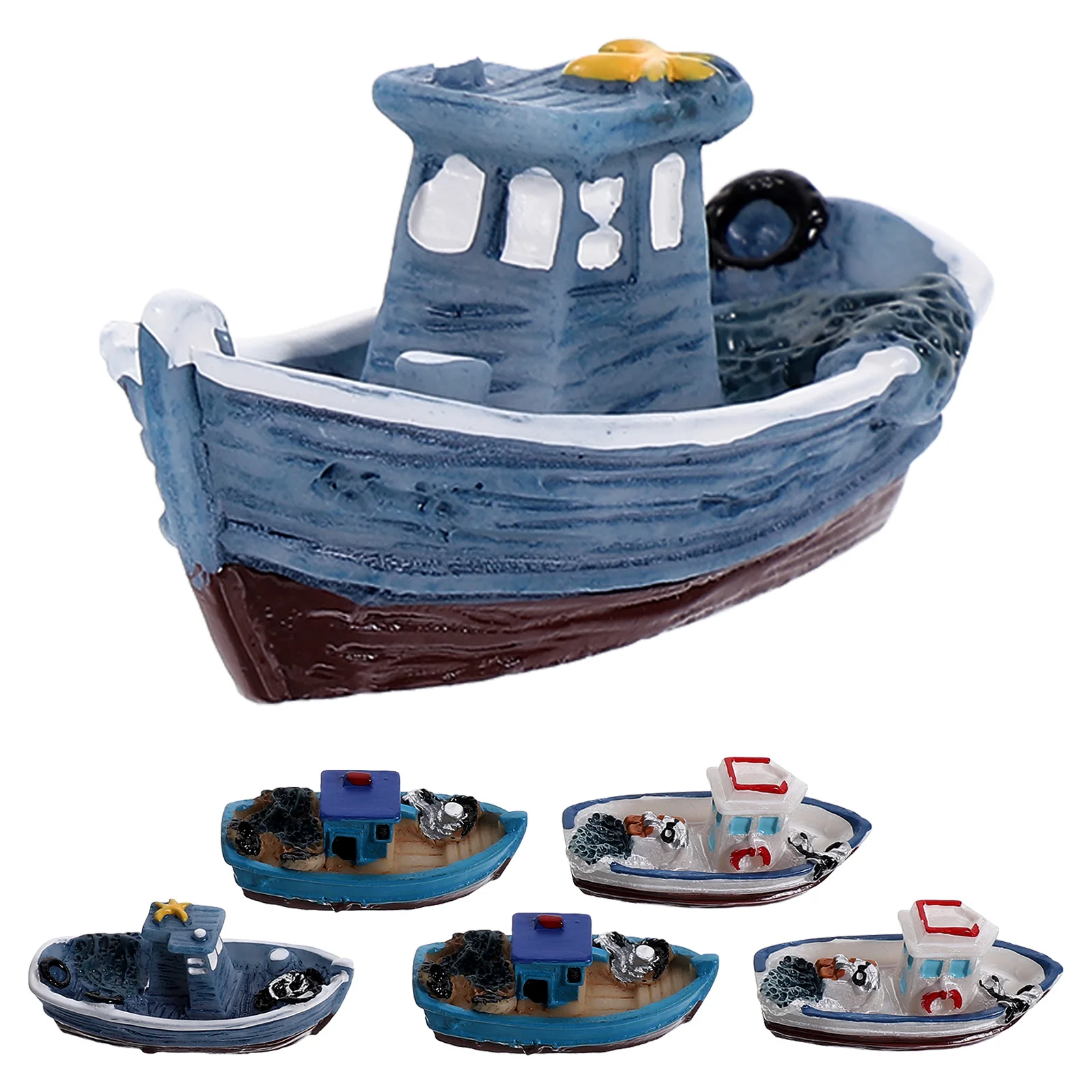 

Garden Miniature Accessories Sandbox Beach Side Decors Boat Ornament Kit House Model Fish Tank