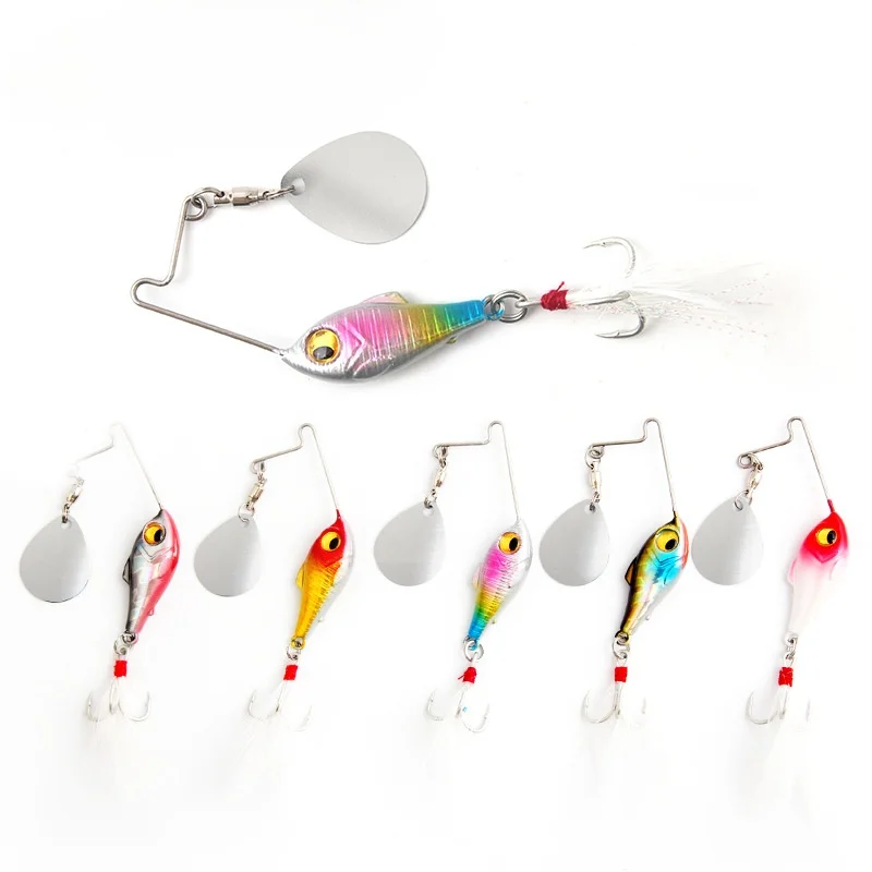 

Luya Bait Sequins Long Throw Noise Compound Rotating 3D Fish Type Three Feather Blood Slot Hook Hard Bait