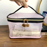 takara tomy 2022 new cartoon hellokitty portable cosmetic bag portable cute girl heart mesh storage bag