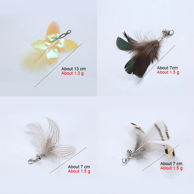 

Cat Toy Feather Replacement Head Bells Feather Freely Change Combinations Multi-type For Cat Stick Telescopic Rod DIY Tools