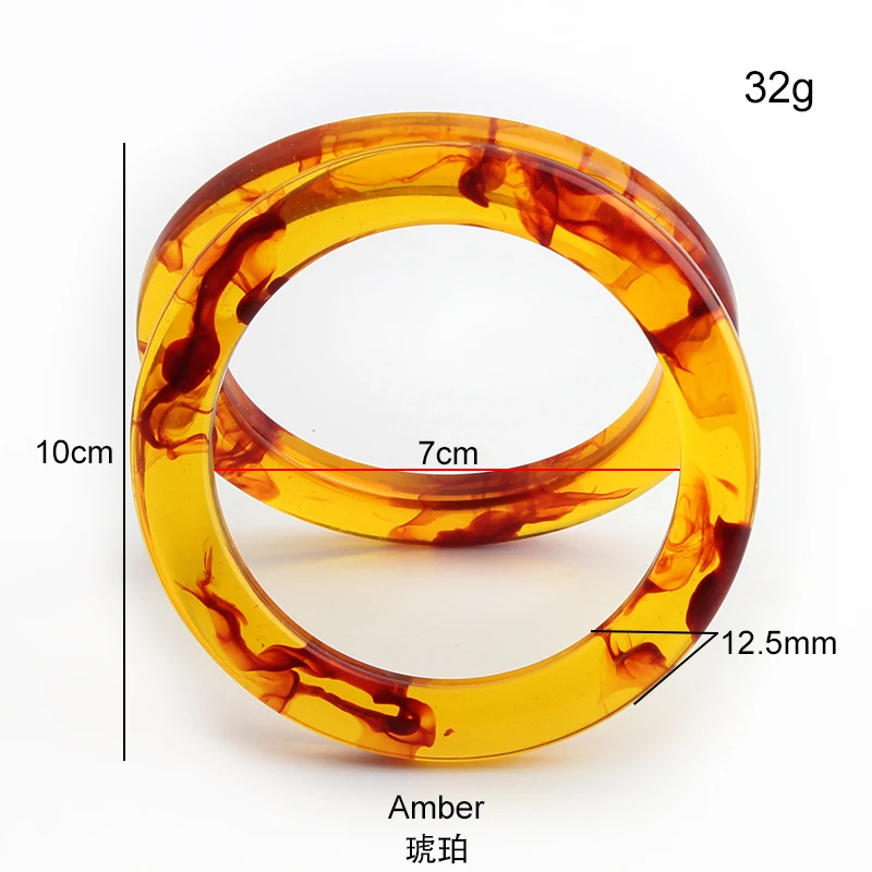 4-10pcs 10cm Amber Resin Flat O Ring Handles For Woman Handbag Purse Replacement Handlle Accessories 2022 Hot Sale
