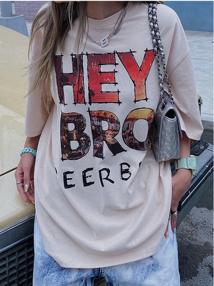 

Футболка женская оверсайз в японском стиле, винтажная уличная одежда в Корейском стиле, модная рубашка с надписью, Белый Топ, лето 2022