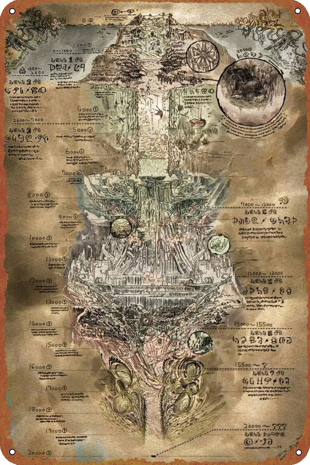 Плакат с картой Made in Abyss металлическая табличка жестяная вывеска винтажный