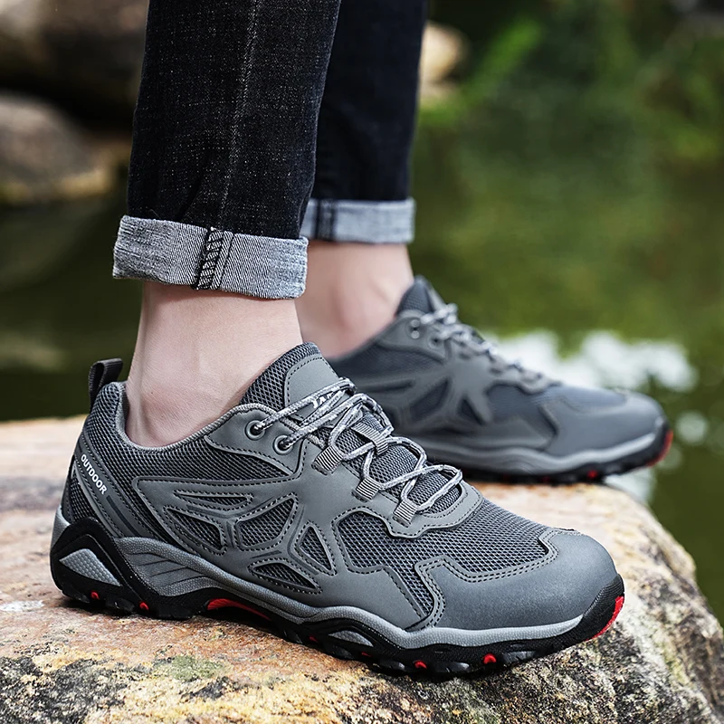 Summer Non-slip Hiking Shoes Men Women Breathable Mens Walking Sneakers Comfortable Climbing Sports Shoes Women Large Size 36-46