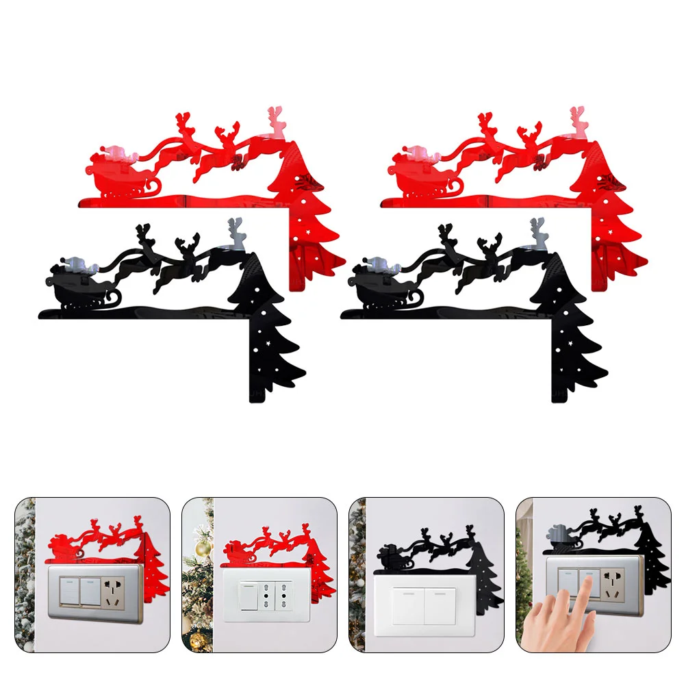 

Switch Christmas Sticker Light Decor Decals Santa Wall Cover Stickers Elk Claus Home Decoration Holiday Outletplate Decal