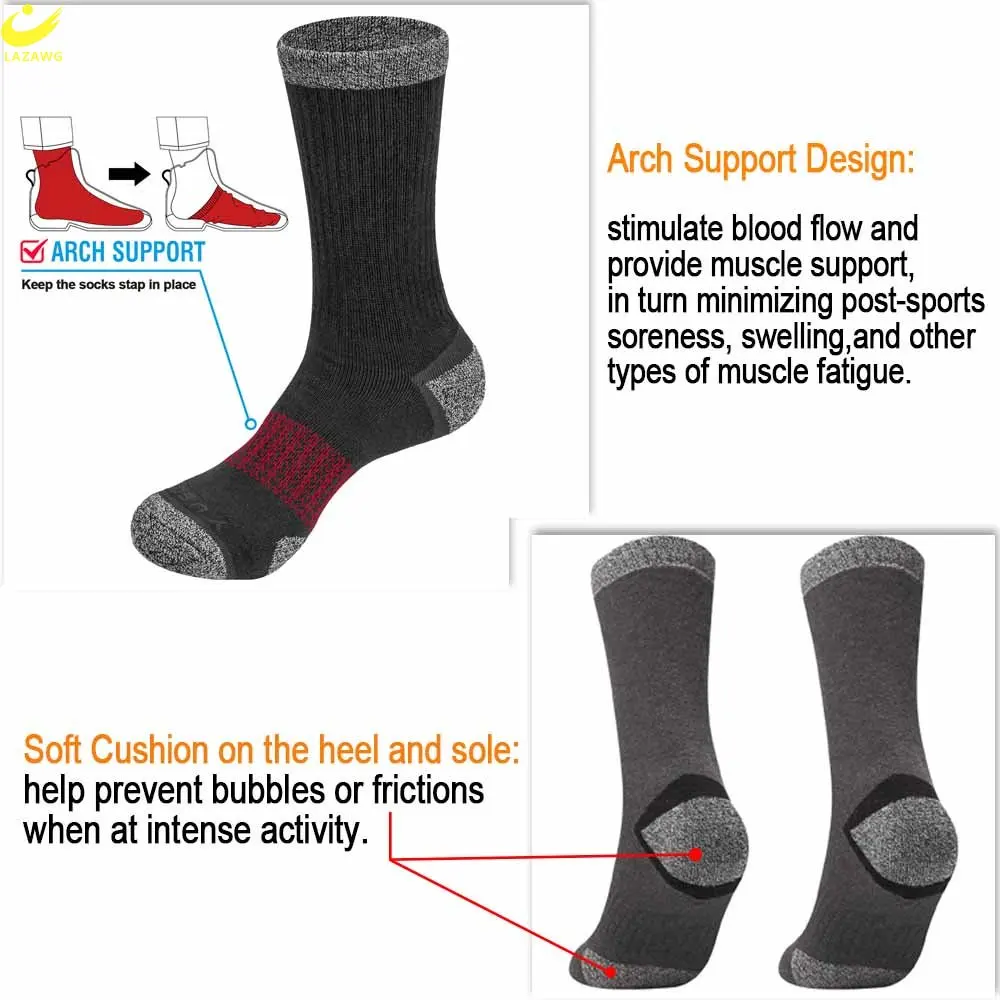 LAZAWG 5Pairs/Set Winter Professional Men's Sports Sock Outdoor Keep Warm Cycling Running Skiing Thermal Spring Crew Socks