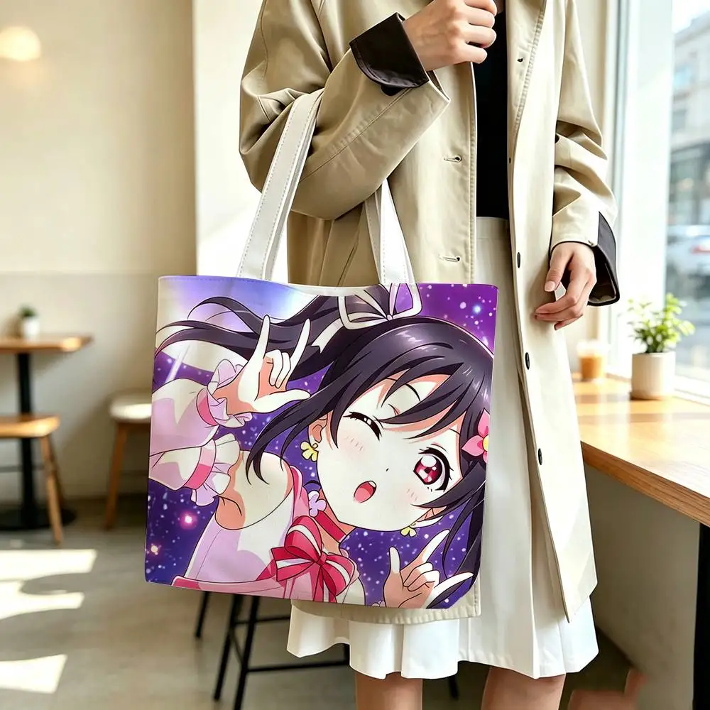 Фото Сумка-шоппер из холщовой ткани с принтом Twin Tail Girl Y-Yazawa Nico Love Live, сумка через плечо, сумка для поездок на работу, сумка для покупок для мам №2