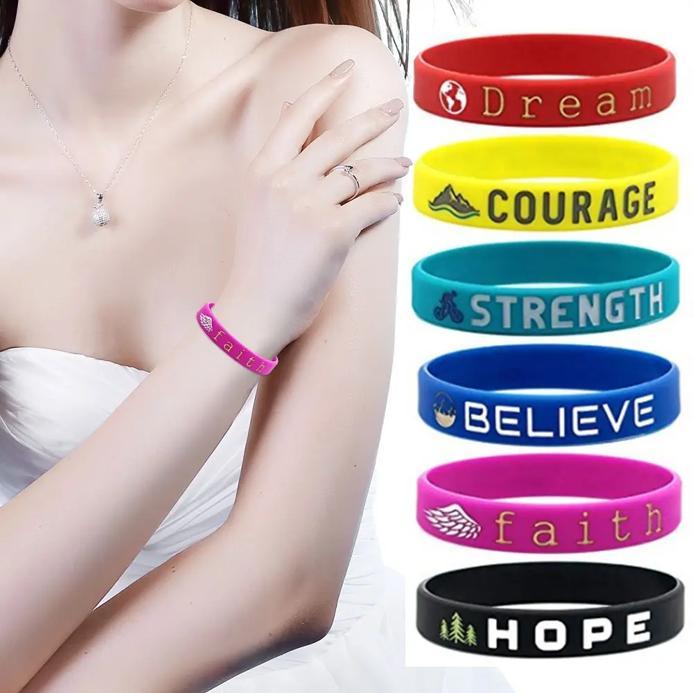 Bangle Gift Strength Courage Faith Inspirational Bracelet Motivational Silicone Wristbands Dream Rubber Wristbands