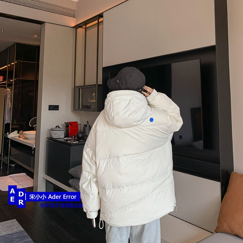 Korean high-quality warm down jacket, thickened coat in winter, loose design, male and female lovers' unisex hooded down jacket