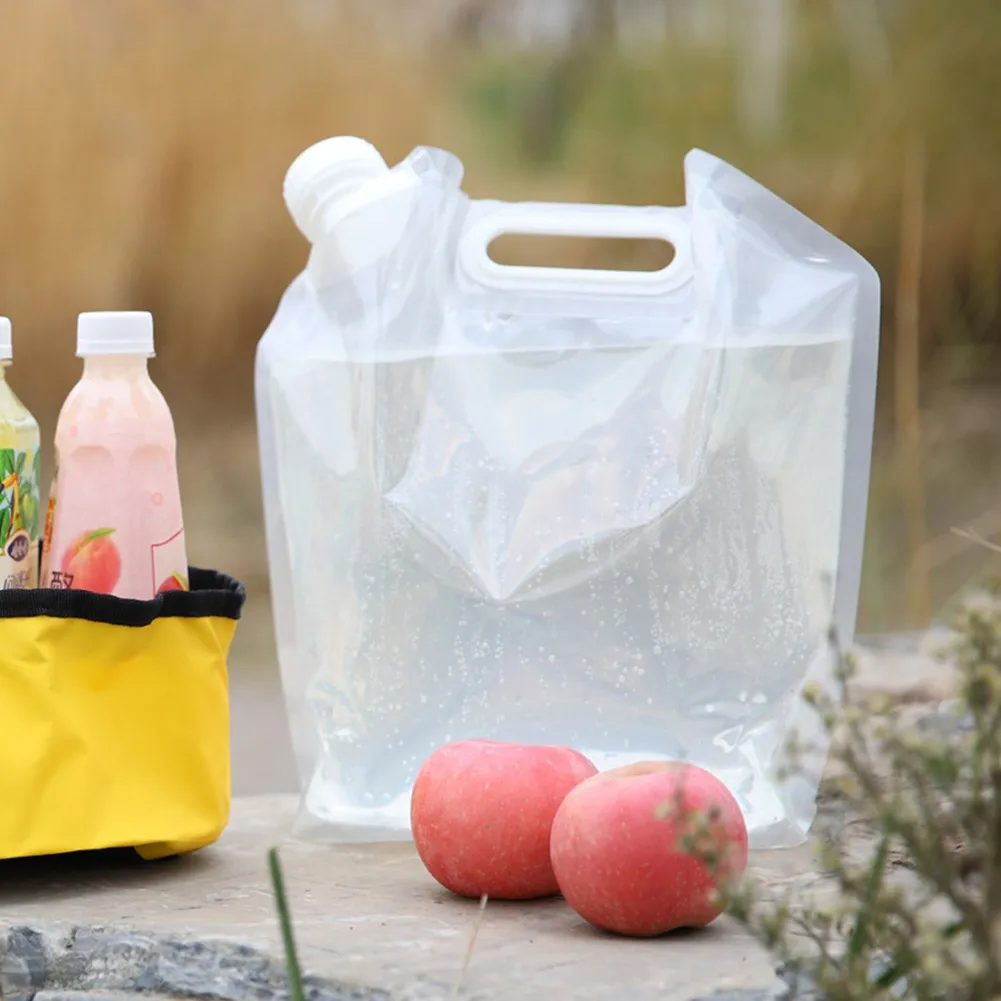 

5L/10L Camping Foldable Water Storage Bottle Collapsible Bag Container Carrier Driving Water Tank PVC White Camping Accs