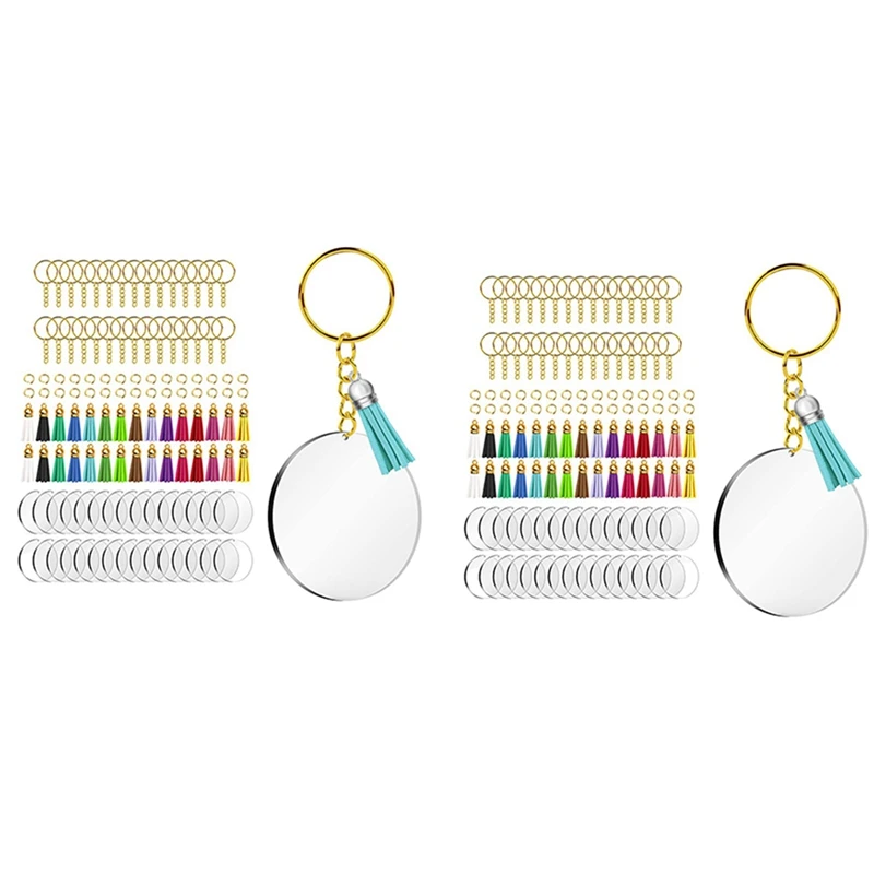 

2X Acrylic Keychain Blank For Vinyl Key,For Craft,Bulk Keychain Rings Tassels Keychain Blanks Rings,Key Chain Kit(Gold)