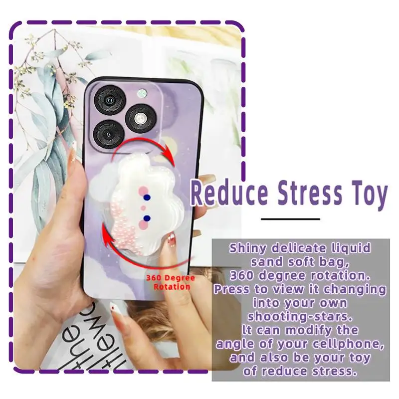 Блестящий чехол с сыпучим песком для Itel-A50 водонепроницаемая защитная задняя