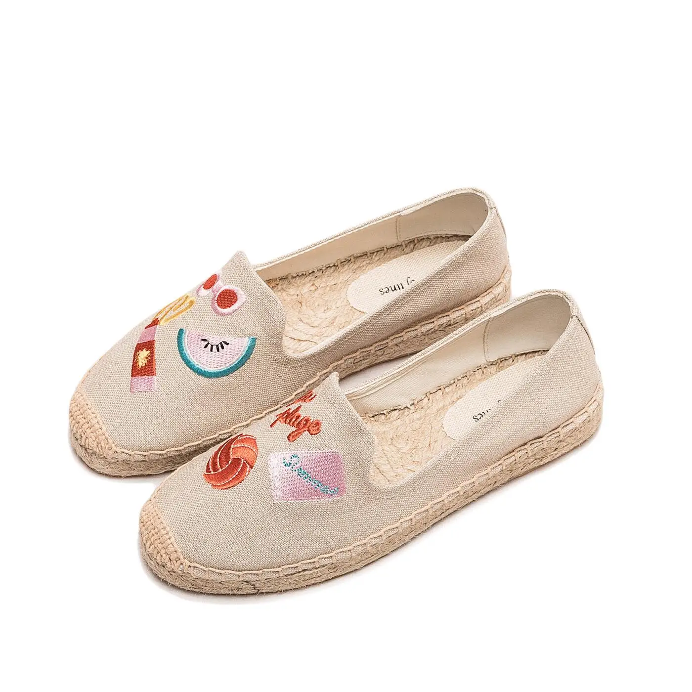 Женские парусиновые туфли на плоской подошве женские с вышивкой удобная дышащая