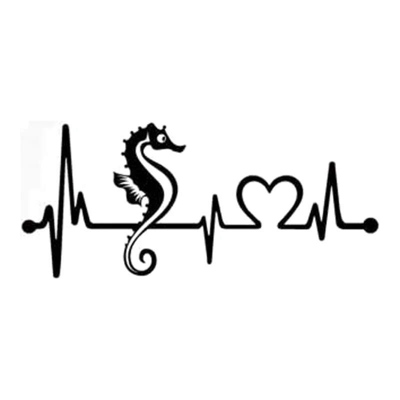 

Z75# Car Stickers Seahorse Heartbeat Lifeline Car Sticker Decor Decals Vinyl Decal Accessories