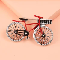 women men exquisite creative bicycle crystal brooch classic vintage luxury badges cute unisex party coat suit accessories pin