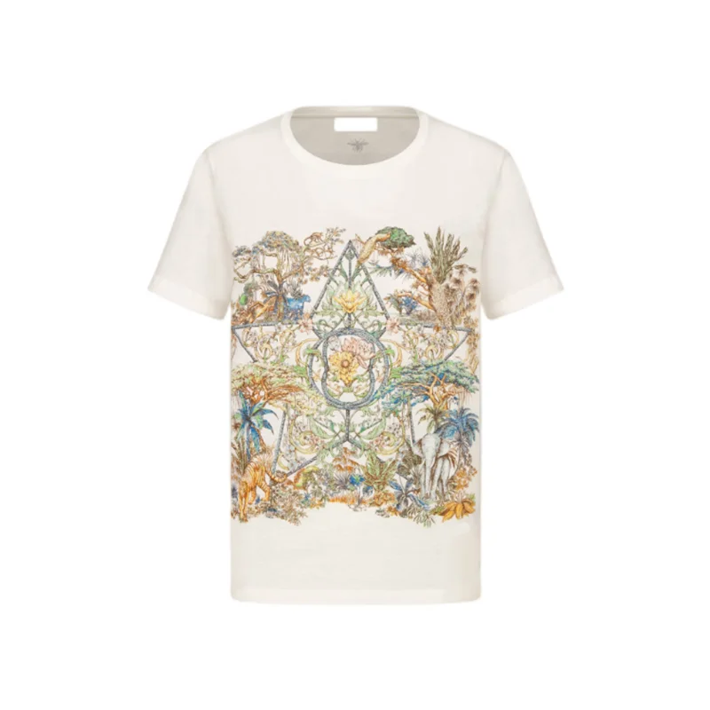 

S852 Fashion women's Tops & Tees 2023 Runway Luxury famous Brand European Design Short Print party style T-Shirts women's Clothi