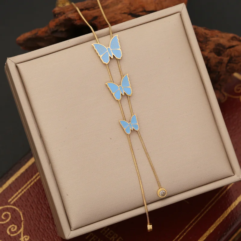 Draweye Necklaces for Women Butterfly Spring Summer Korean Fashion Sweet Jewelry Tassels Elegant Vintage Collares Para Mujer