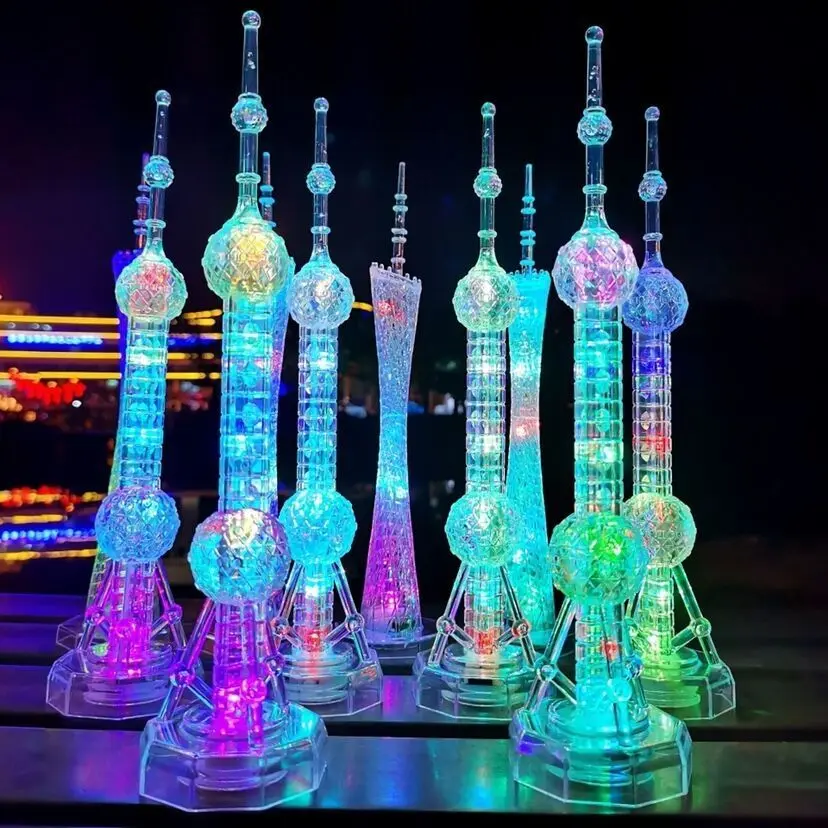 

Luminous Base Table Small Ornaments Guangzhou Tower Small Waist Pearl Miniature Building Model Creative Birthday Gift Series