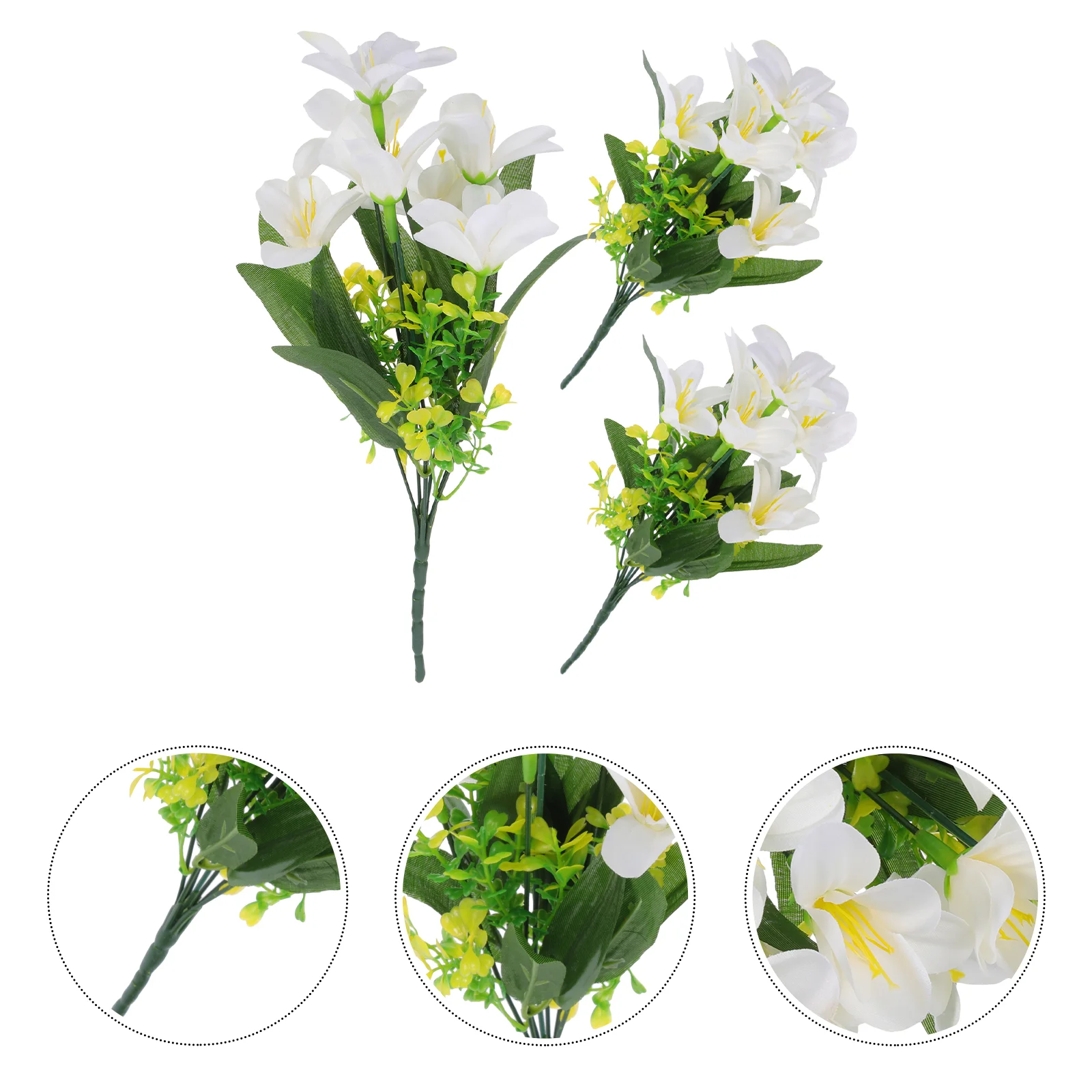 

Lily Flower Bouquet Artificial Fake Decoration Wedding Ornament Decorative Diy Decor Silk Ornamental Floral Greenery Green