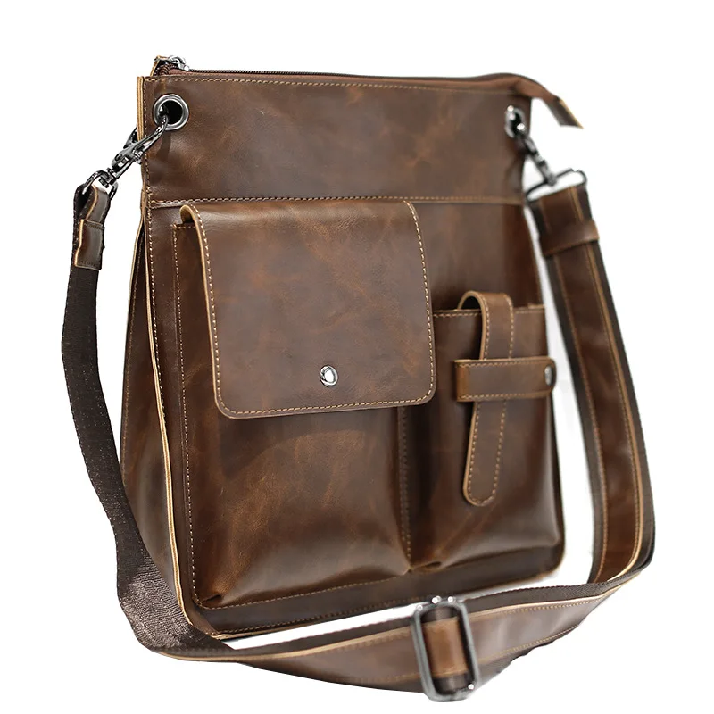 New Men Pu Leather Shoulder Messenger Cross Body Vintage Male 2023 Business Bags