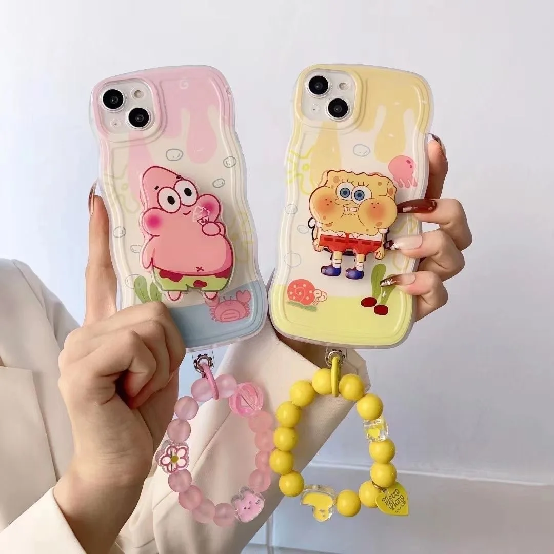 

SpongeBobs Patricks Stars Bracelet Pendant Phone Cases For iPhone 14 13 12 11 Pro Max Mini XR X XS MAX 8 7 Plus Shockproof Cover