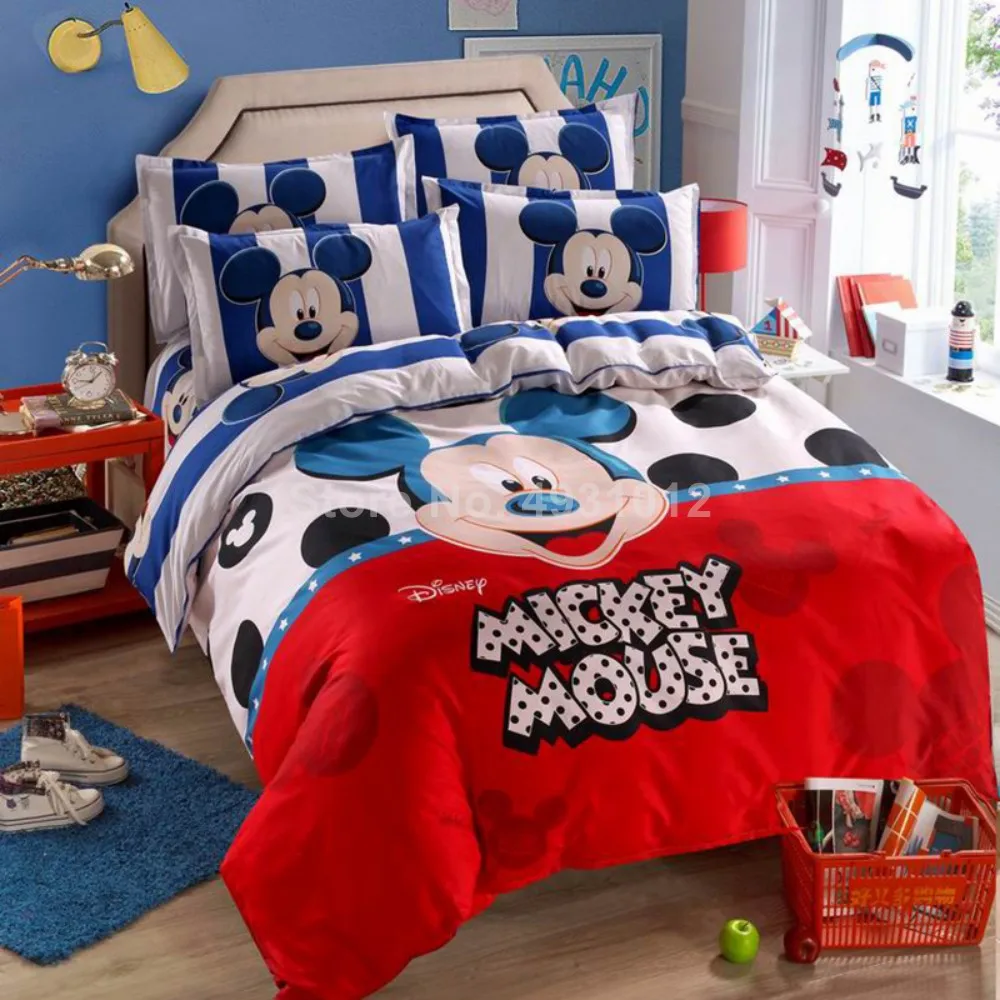 

Disney Mickey Mouse Minnie Mouse Winnie Duvet Cover Set Twin Single Size Bedding Set for Children Boys Girls Bedroom Decor