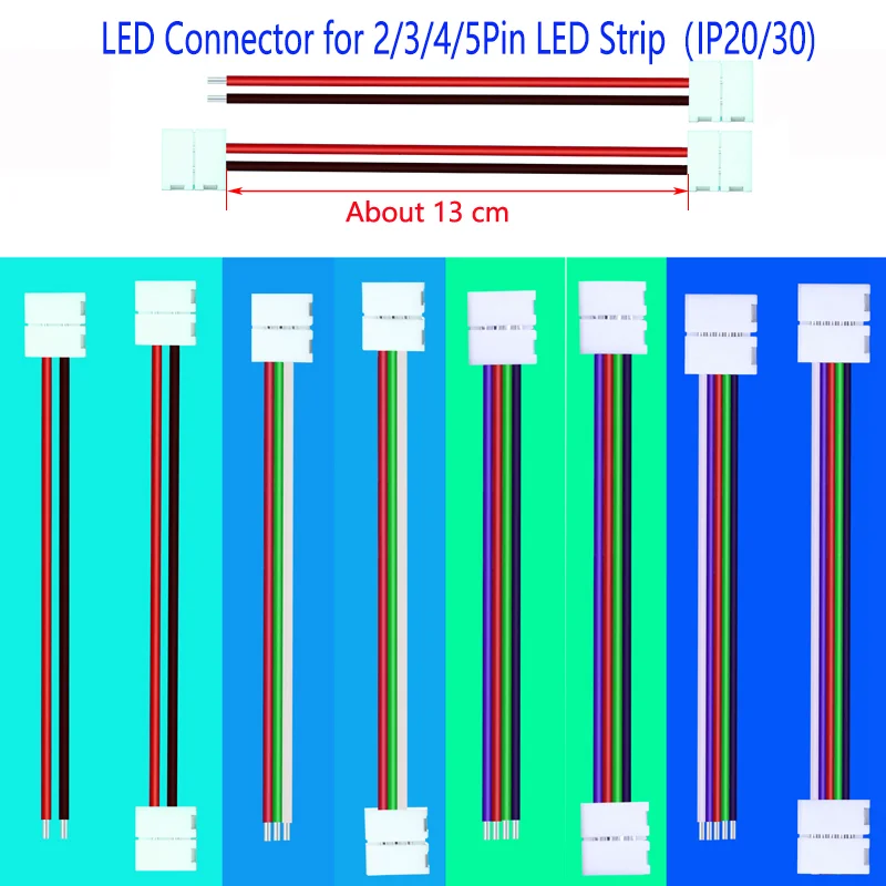 

5PCS LED Strip Connector For WS2812 WS2813 WS2815 5050 Strip Solderless Connection 2Pin PCB8mm 3Pin 4Pin 5Pin PCB10mm for IP30