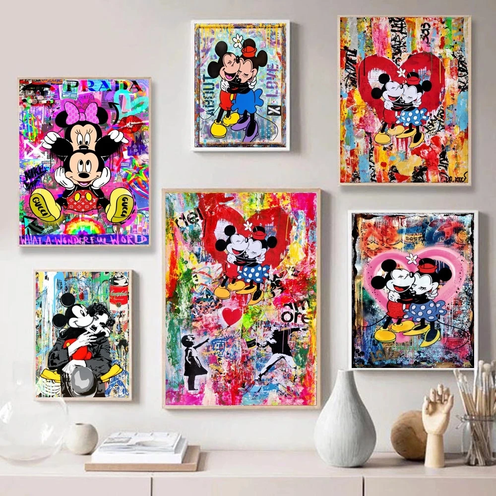 

Home Decor Abstract Hd Prints Disney Poster Pictures Mickey and Minnie Mouse Wall Art Canvas Painting For Living Room No Frame