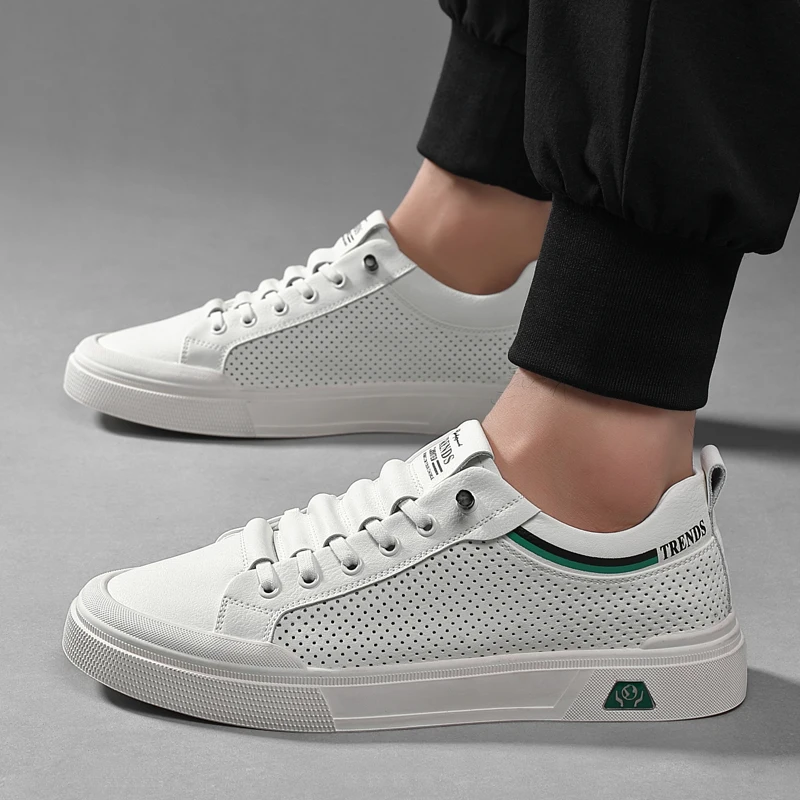 

High Quality Men's Genuine Leather Sneakers New Summer Breathable Flat Loe Top Casual Shoes for Men Outdoor Durable Soprts Shoes