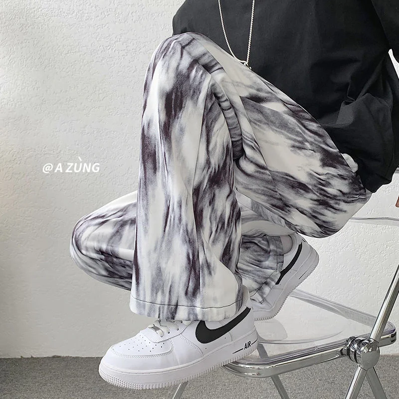 

Streetwear Straight Tie Dyed Men's Pants Oversize Male Casual Trousers Japanese Male Hip Hop Branded Man Pants Unisex