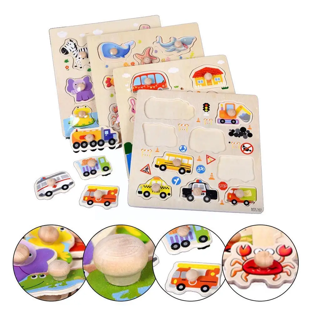 

3d деревянные головоломки Монтессори, детские игрушки, детская ручная доска, Ранняя детская игрушка, пазл, обучение, царапины, фрукты, познав...