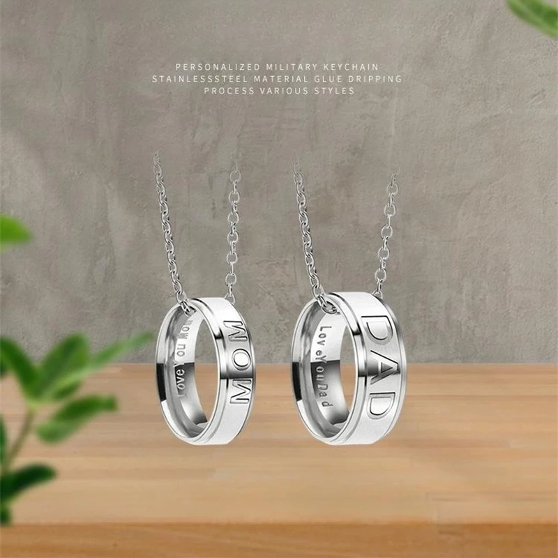 

Fashion jewelry necklace Mom and Dad titanium steel necklace Father's Day Mother's Day Thanksgiving Family Members Jewelry Gifts