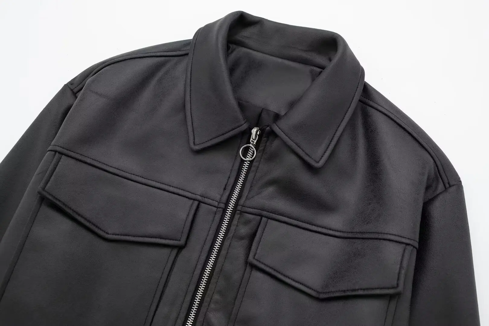 Женская зимняя куртка на молнии HH TRAF черная Толстая с отложным воротником