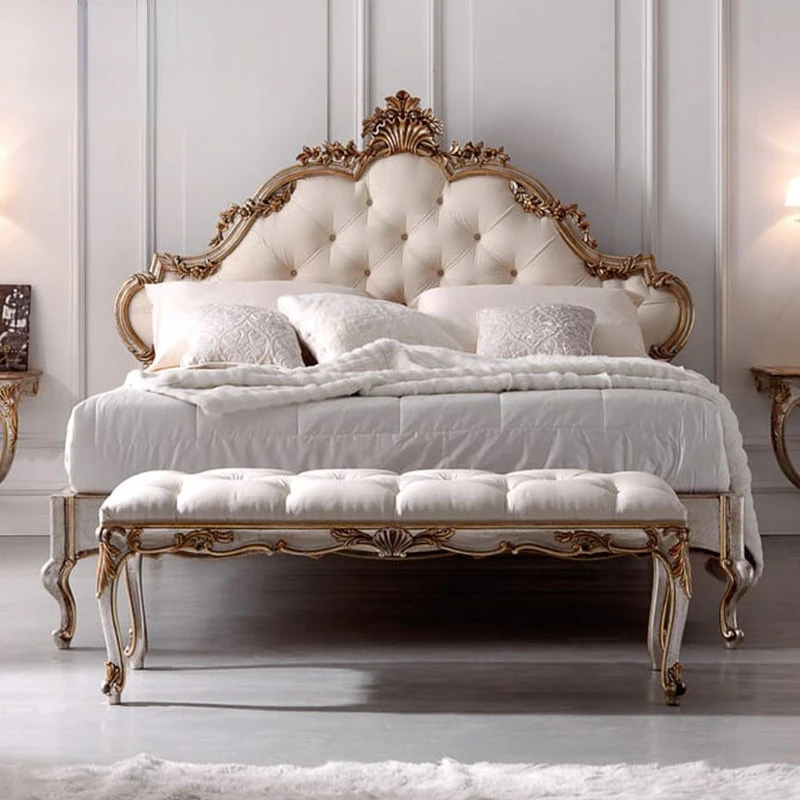 

Роскошная французская двойная спальня, европейская однотонная, неоклассическая тканевая мягкая сумка на молнии, свадебная кровать, принцесса