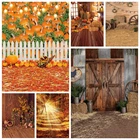 Фон для студийной фотосъемки с изображением тыквы и сена