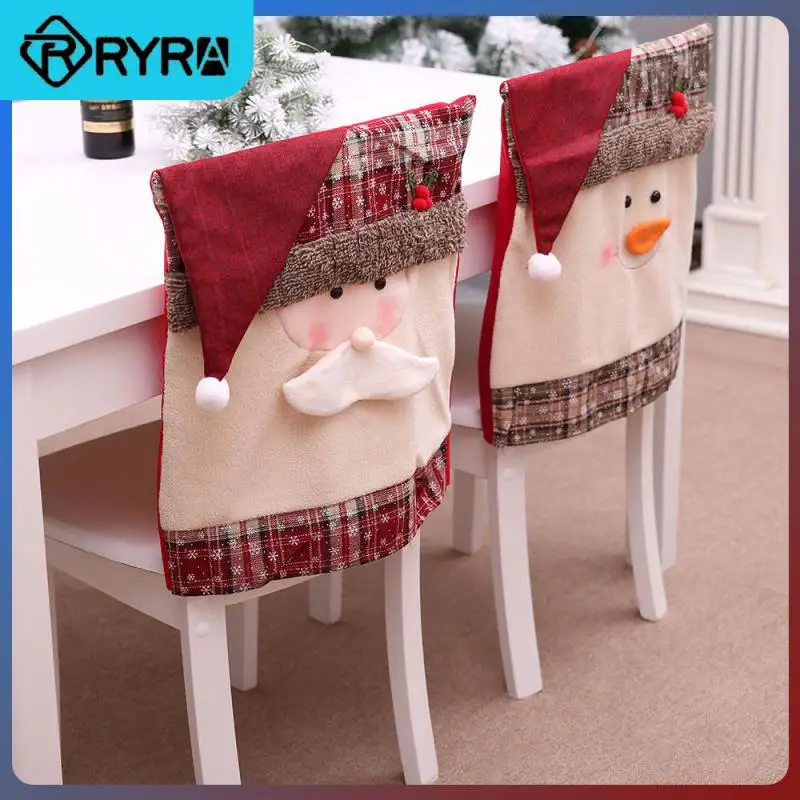 

1PC Christmas Cartoon Chair Cover High Quality Printed Non-woven Fabric 51*48cm Chair Back Cover Home Decoration Products