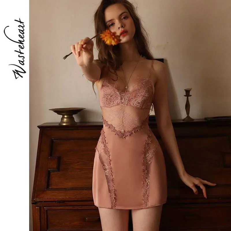 

Женская ночная сорочка из искусственного шелка, с открытой спиной