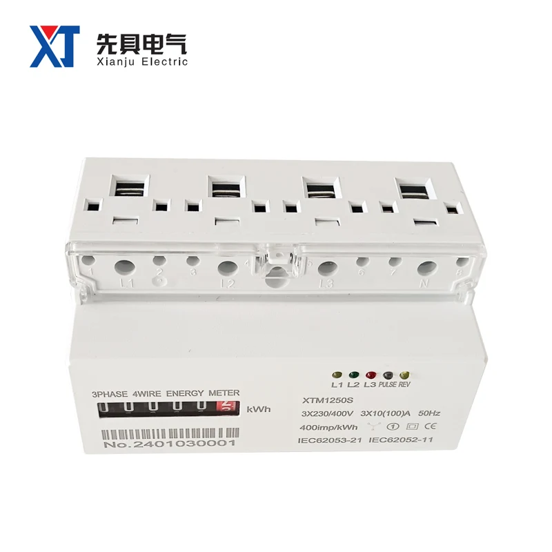 Трехфазный измеритель энергии XTM1250S цифровой в 4 провода цвет белый фотография