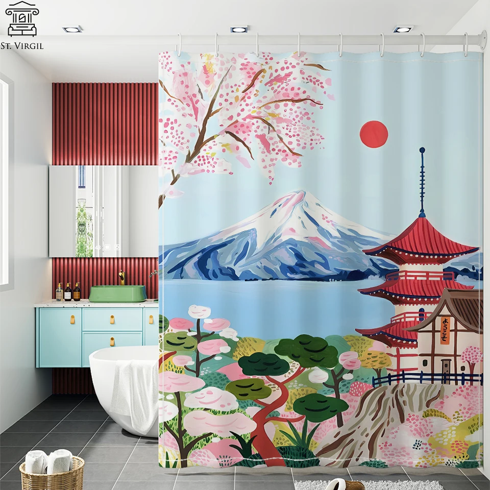 

Водонепроницаемые занавески в японском стиле Morandi, затемняющие занавески для защиты от плесени, моющиеся тканевые крючки, занавески для душа для ванной комнаты