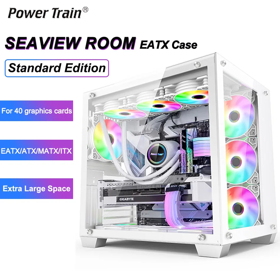 

Power Train Seaview Room Desktop Computer Case Standard Edition Side Transparent Chassis Support EATX ATX ITX 360 Water Cooler