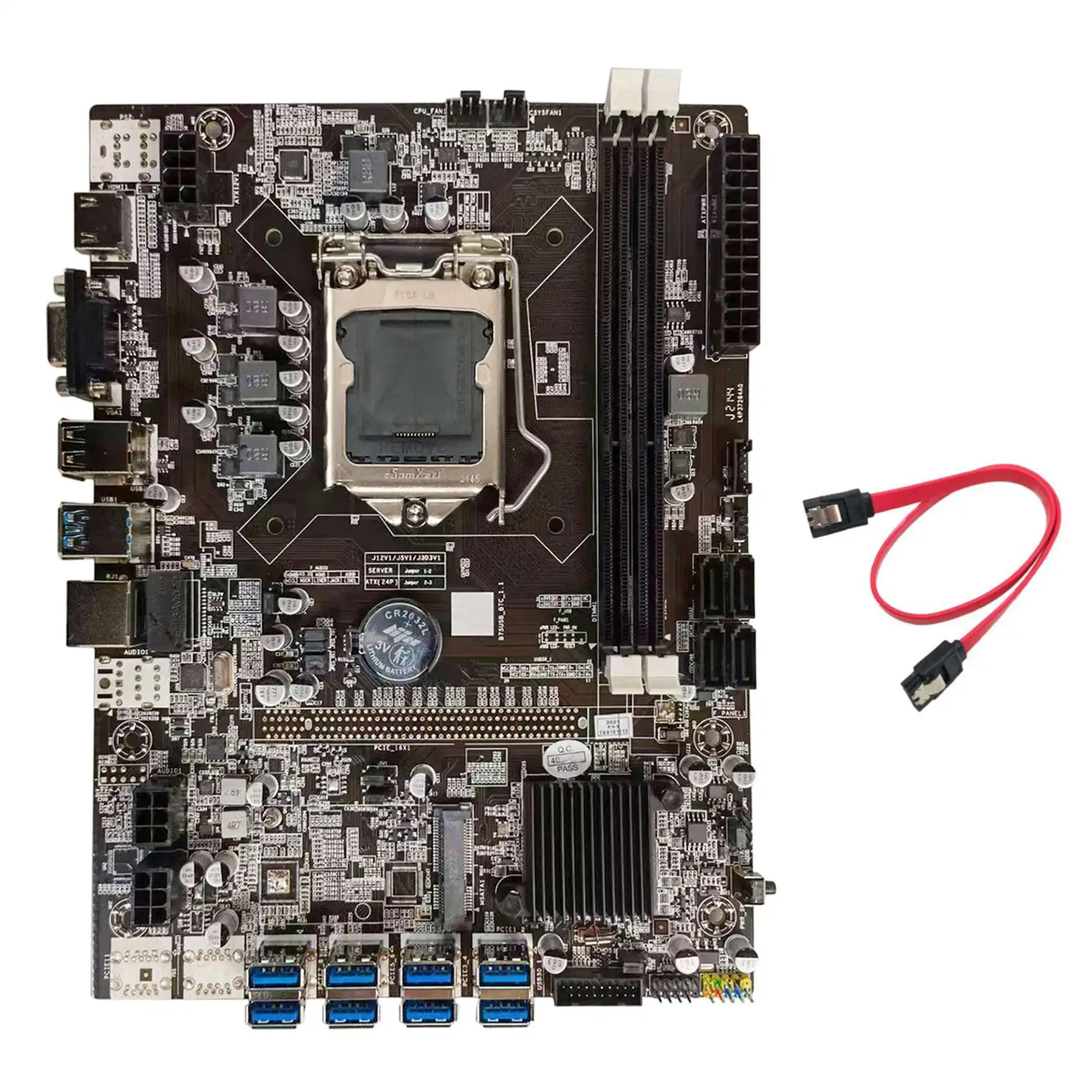 

Материнская плата для майнинга B75 BTC + кабель SATA LGA1155 8xpcie USB адаптер Поддержка 2XDDR3 MSATA B75 USB BTC материнская плата для майнинга